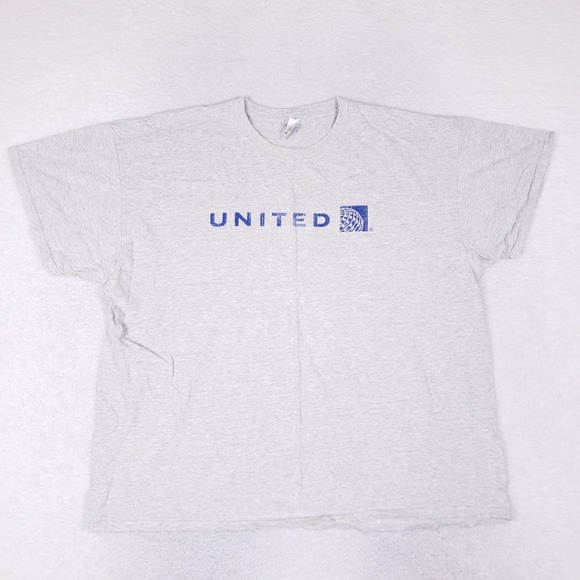 Fruit of the Loom United Airlines Shirt Men 3XL Heather Gray Aviation Y2K Logo